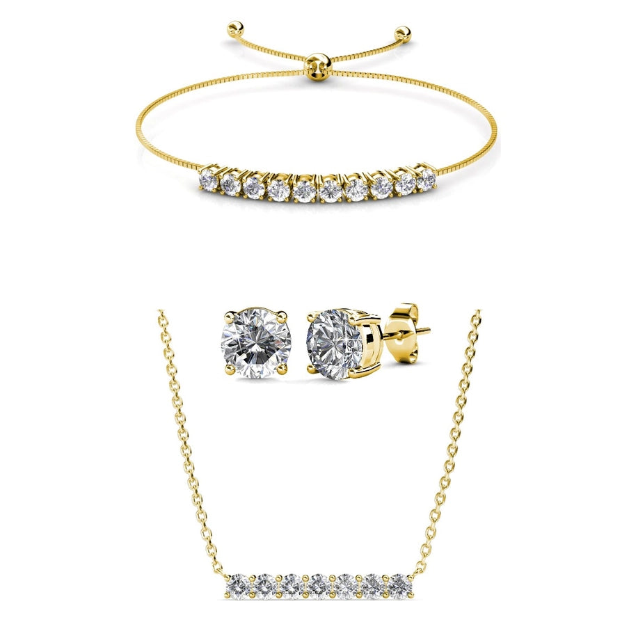 Armband & Örhängen – Presentlåda i guld, kristall & rosor