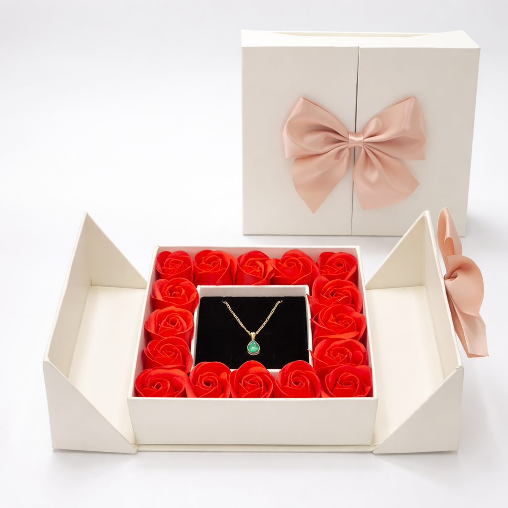 Halsband med 18K förgylld rostfri stålförlängning i elegant presentbox